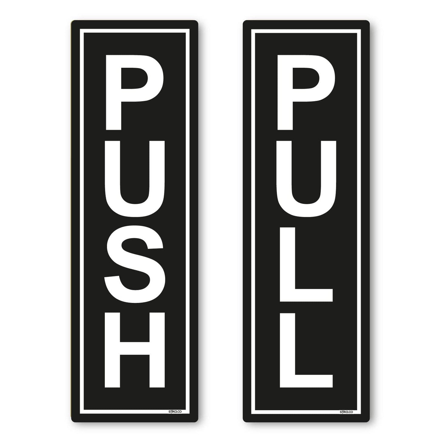 Black push and pull self-adhesive door signs