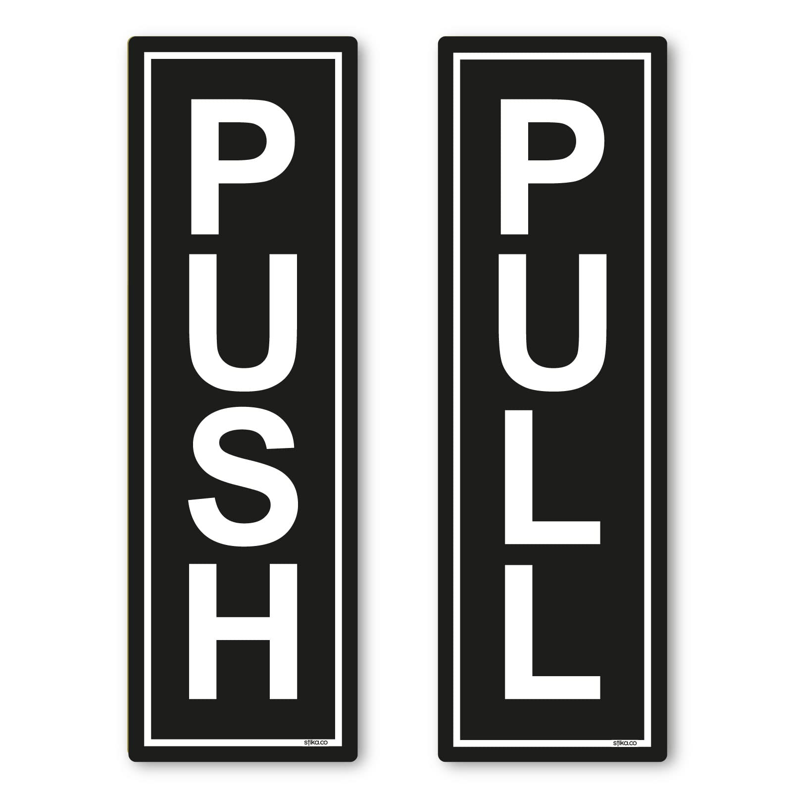 Black push and pull self-adhesive door signs