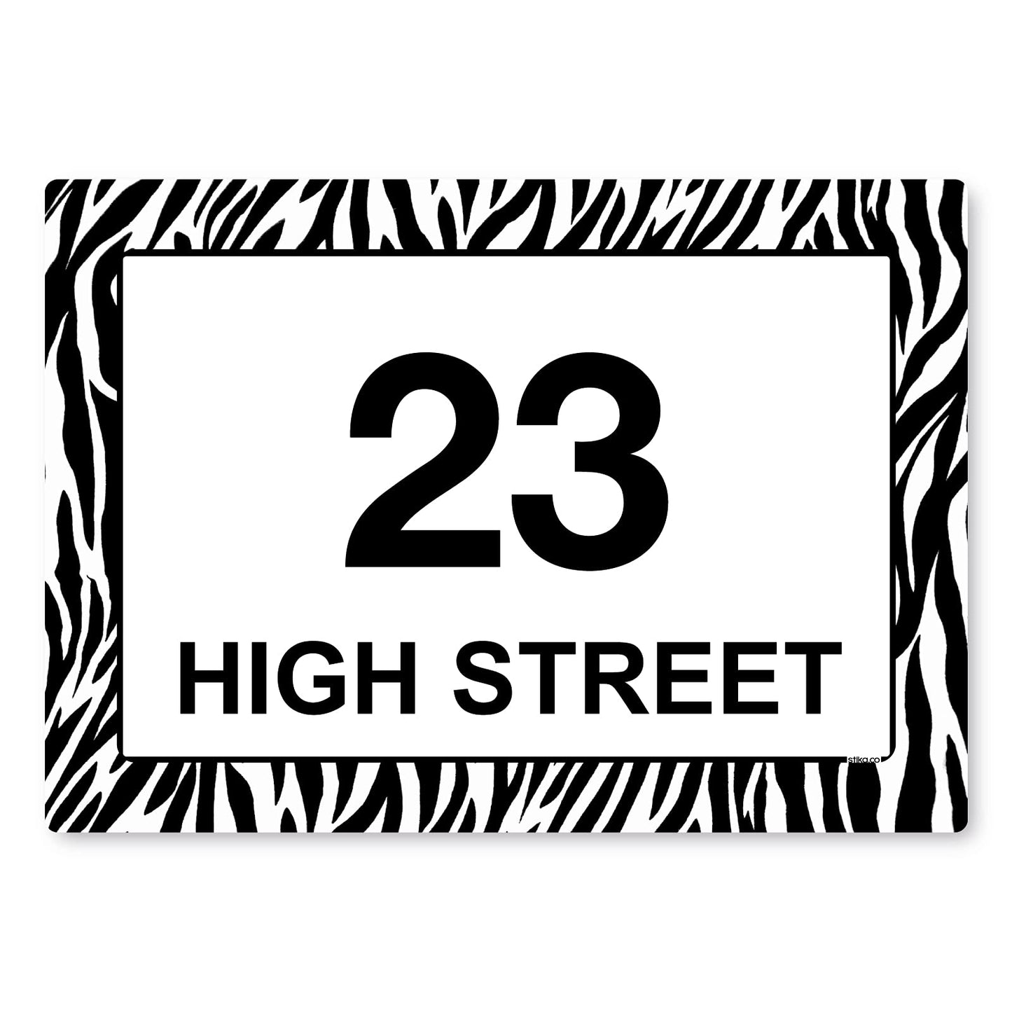 Zebra Print personalised wheelie bin stickers with house number and street name