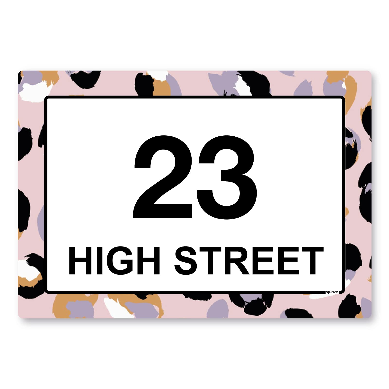 Purple Leopard Print personalised wheelie bin stickers with house number and street name
