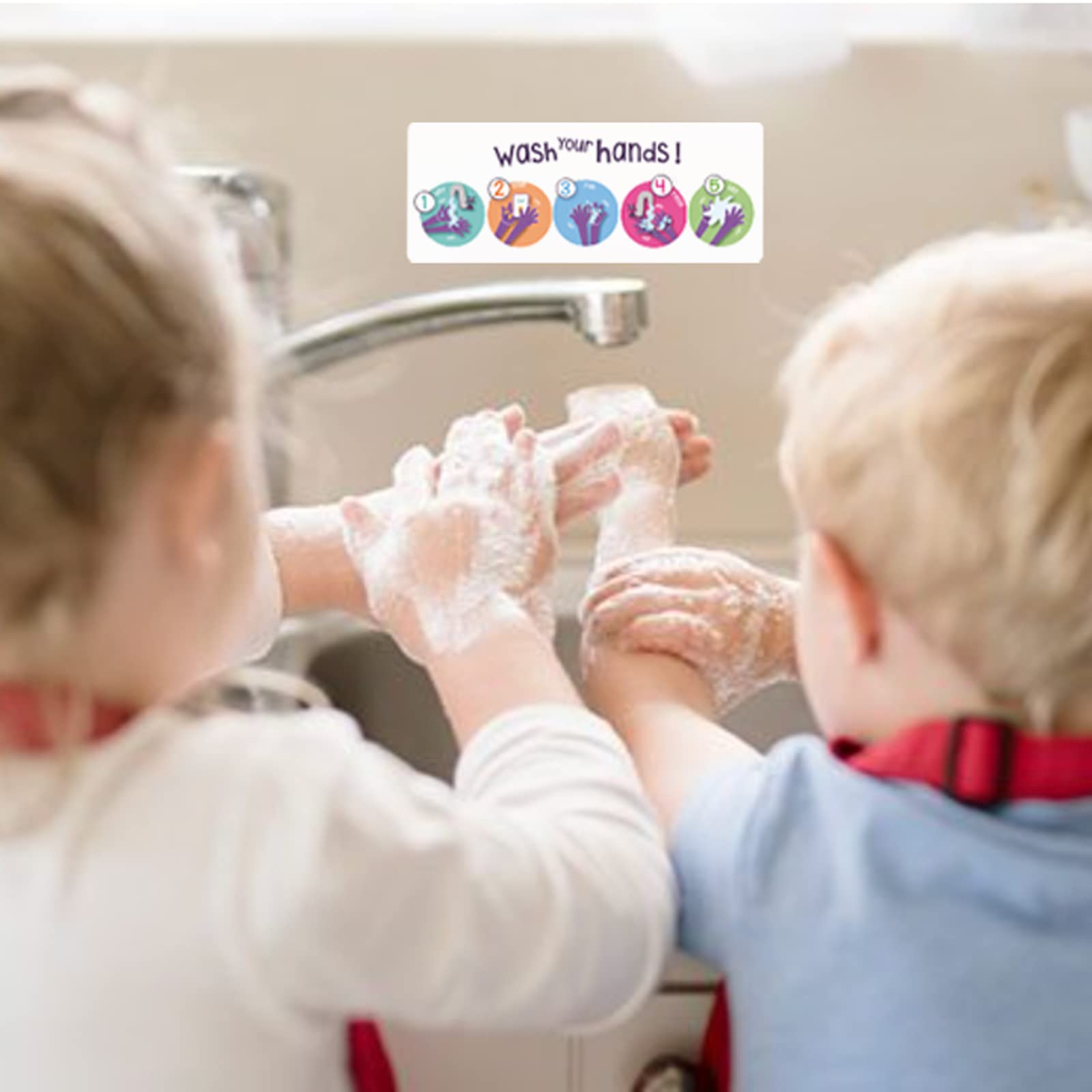 Set of 2 Children's Hand-Washing Technique Stickers - product detail