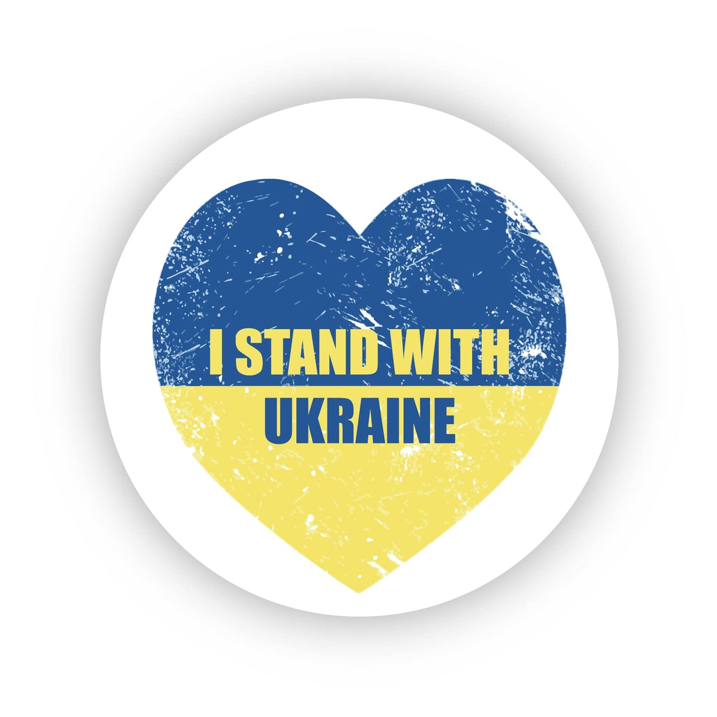 I stand with Ukraine Heart 40mm round self-adhesive paper labels