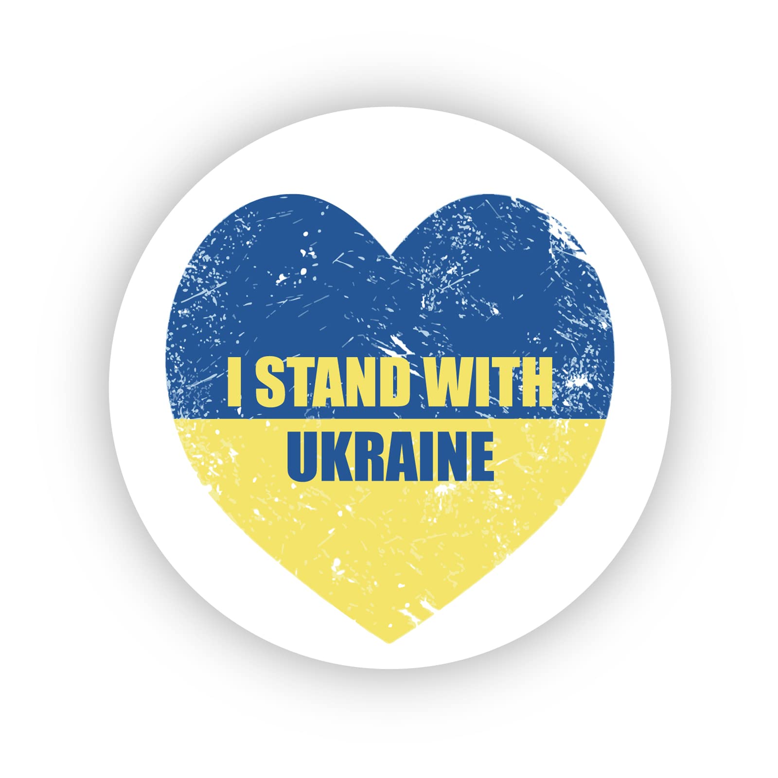 I stand with Ukraine Heart 40mm round self-adhesive paper labels