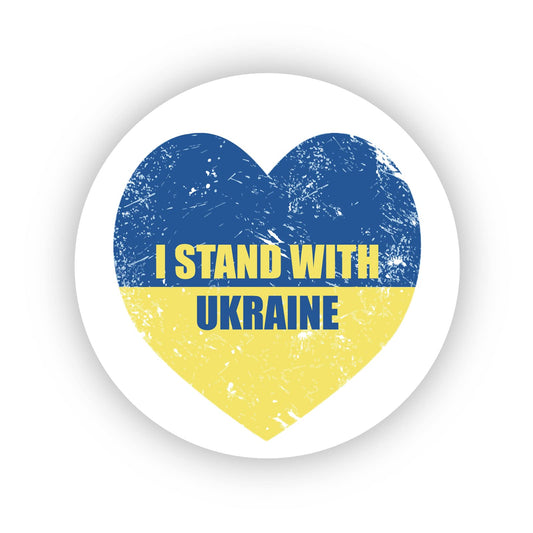 I stand with Ukraine Heart 40mm round self-adhesive paper labels