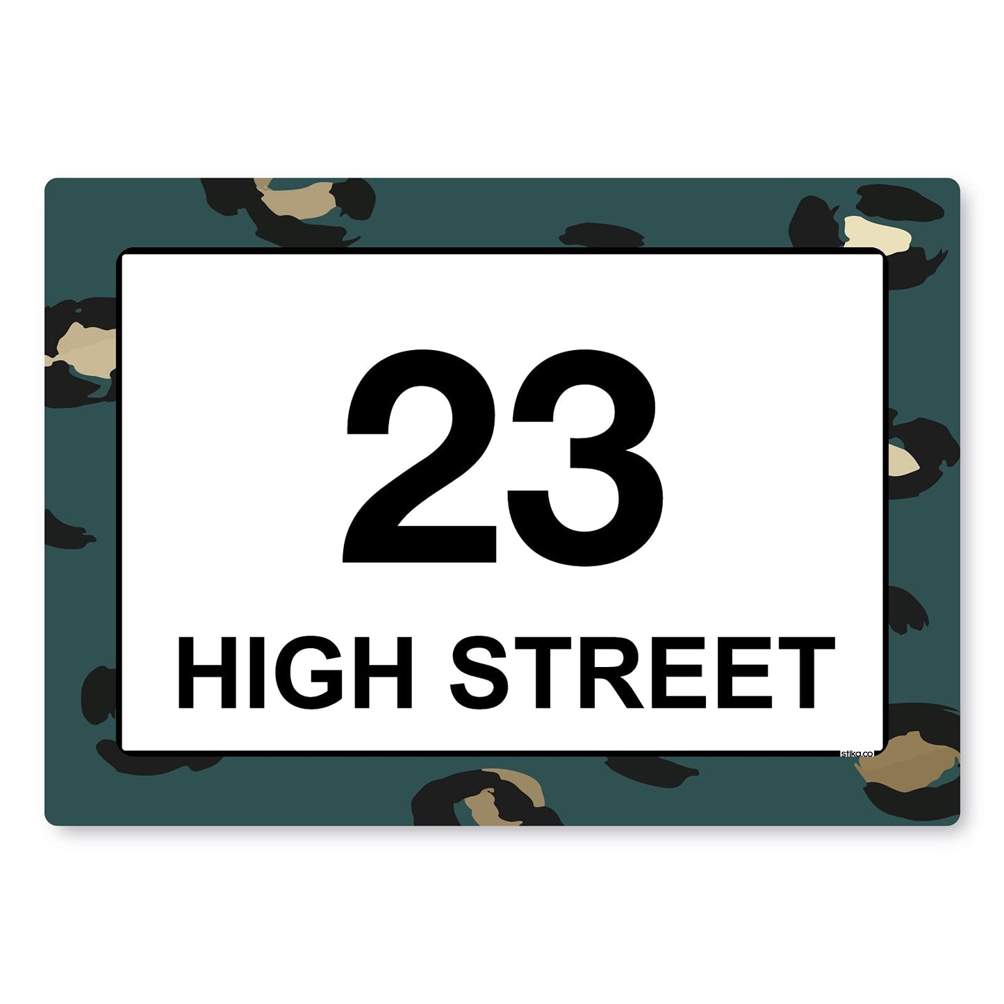 Green Leopard Print personalised wheelie bin stickers with house number and street name