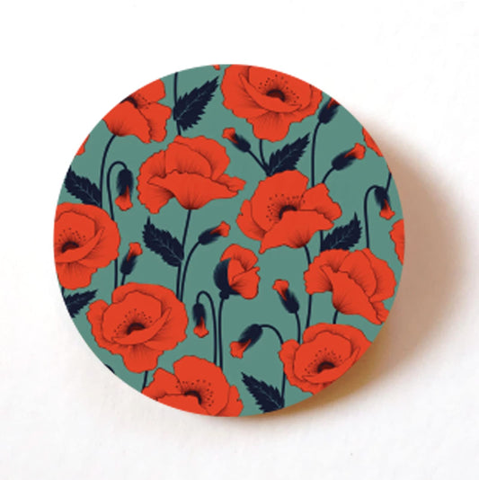 Circular Poppy 40mm round self-adhesive paper labels