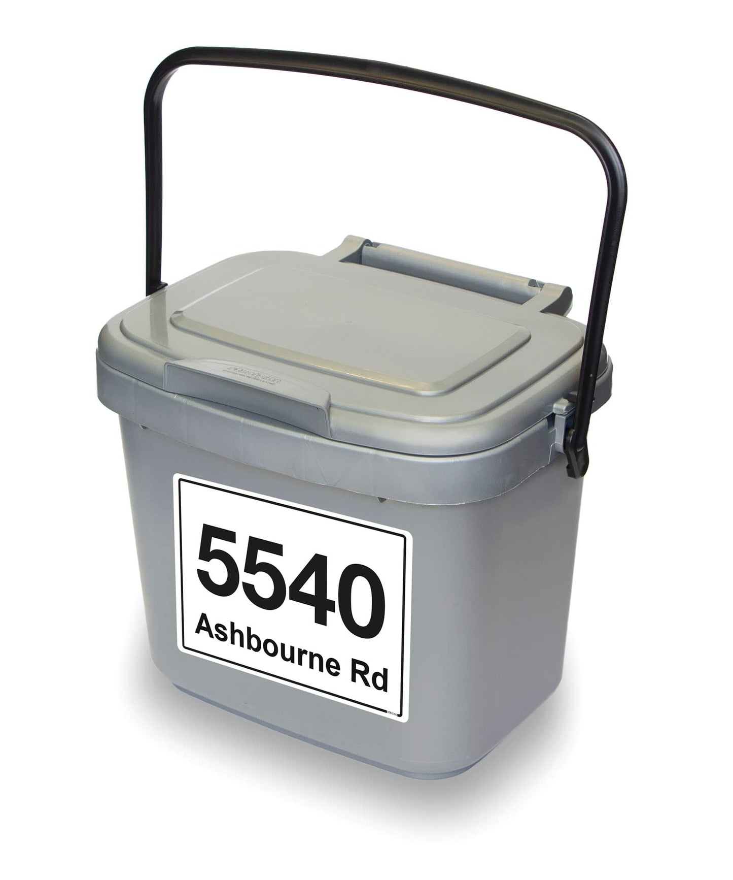 Floral wheelie bin sticker details and application example