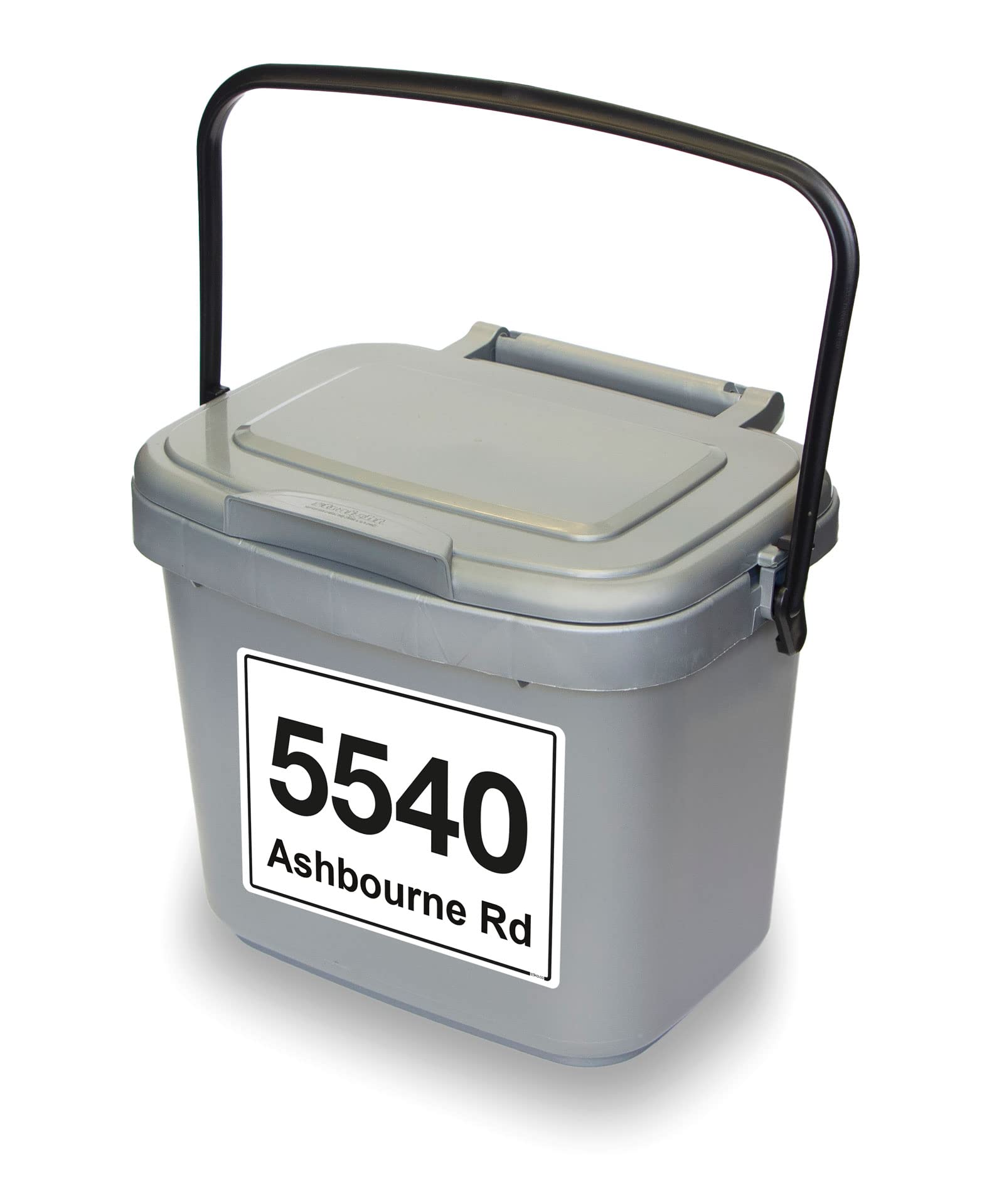 Floral wheelie bin sticker details and application example