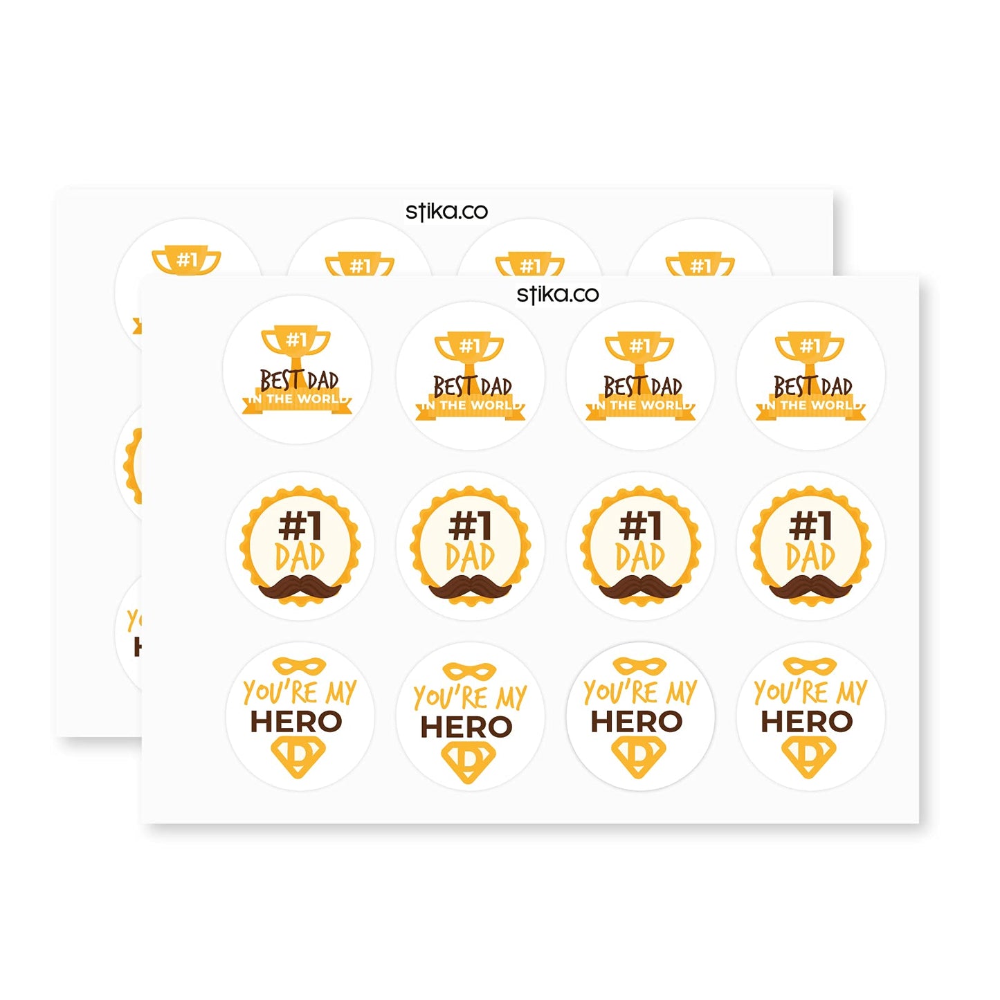 No. 1 Dad paper stickers supplied on A5 sheets of 12 - view 3
