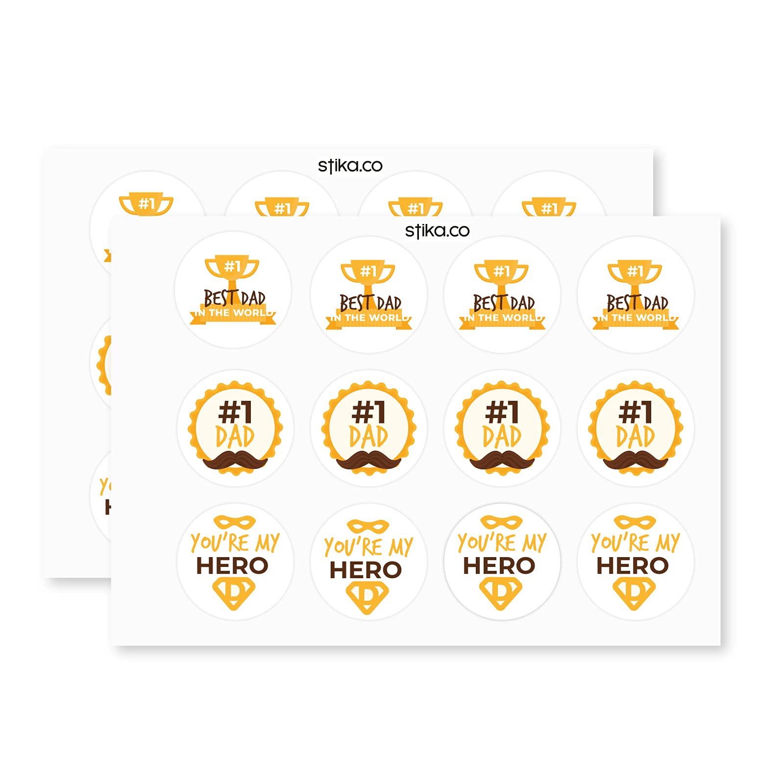 No. 1 Dad paper stickers supplied on A5 sheets of 12 - view 3