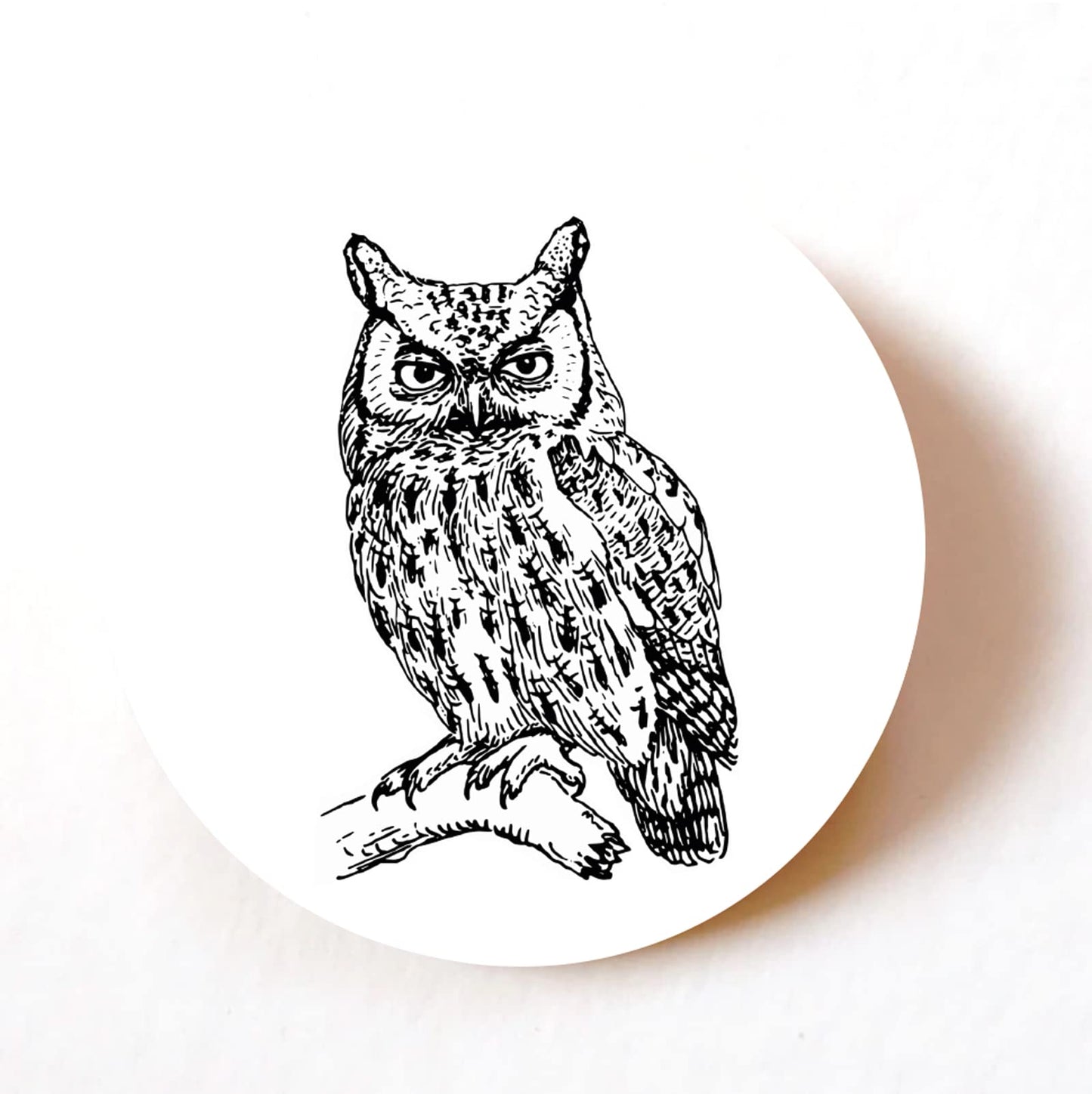 Owl Design 40mm round self-adhesive paper labels