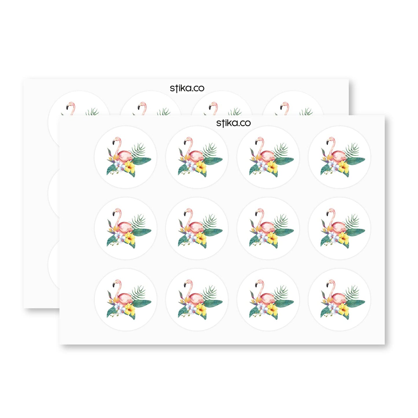 Floral Flamingo paper stickers supplied on A5 sheets of 12 - view 3