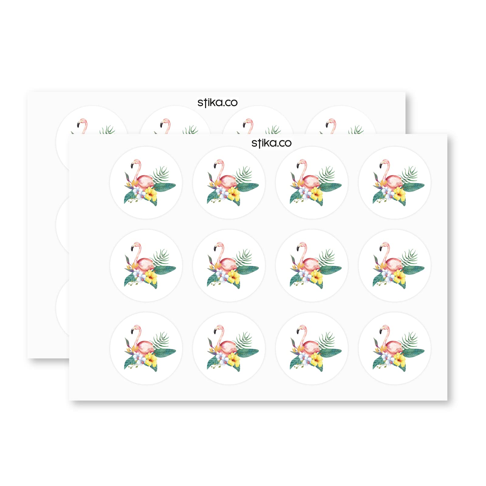 Floral Flamingo paper stickers supplied on A5 sheets of 12 - view 3