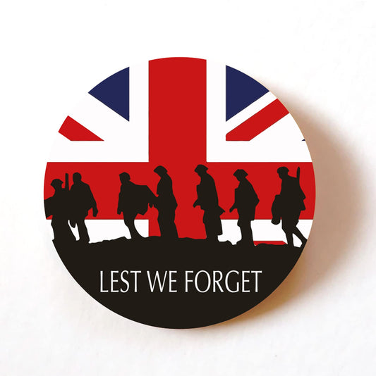 Lest We Forget British Flag 40mm round self-adhesive paper labels