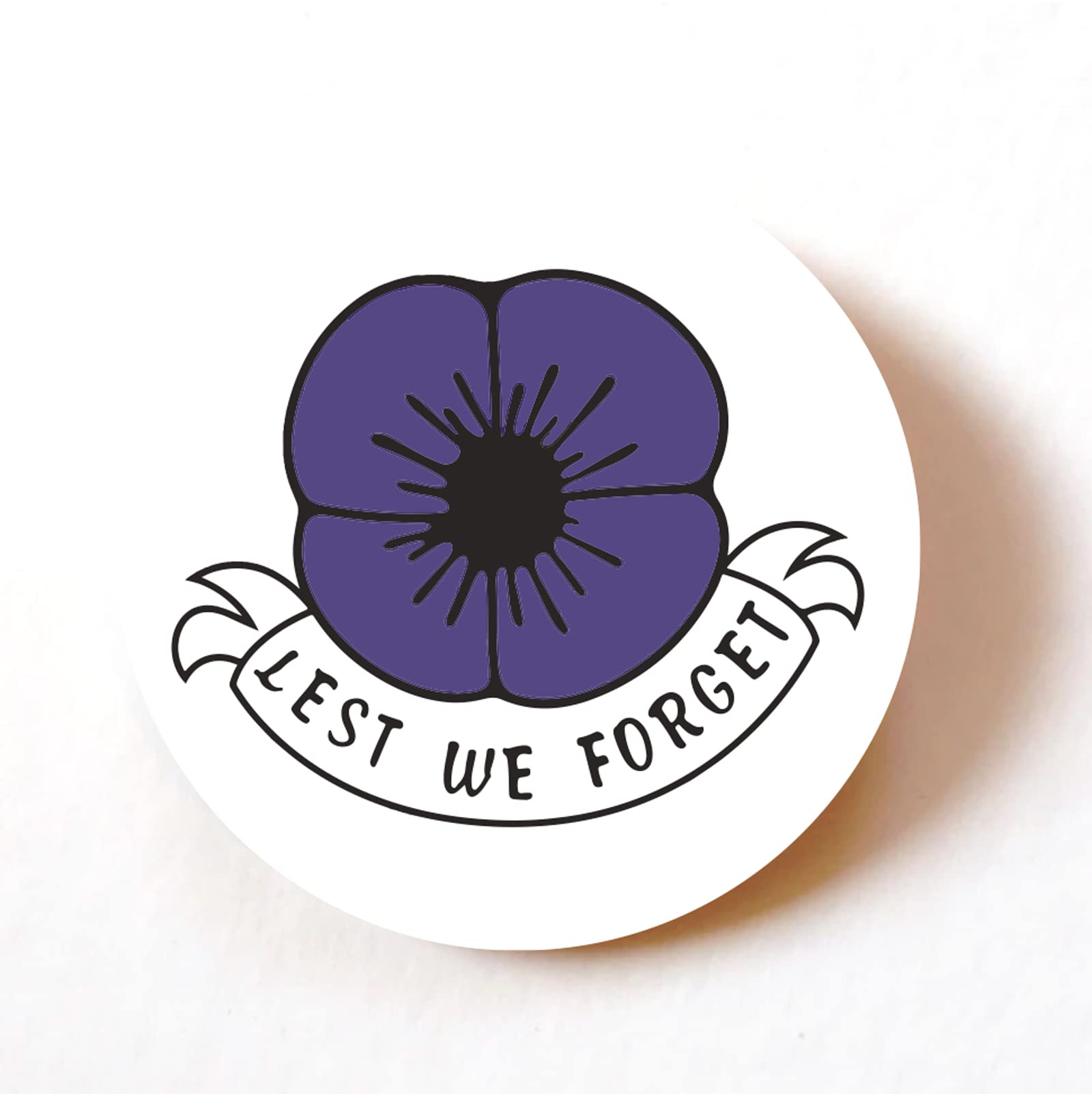 Purple Poppy 40mm round self-adhesive paper labels