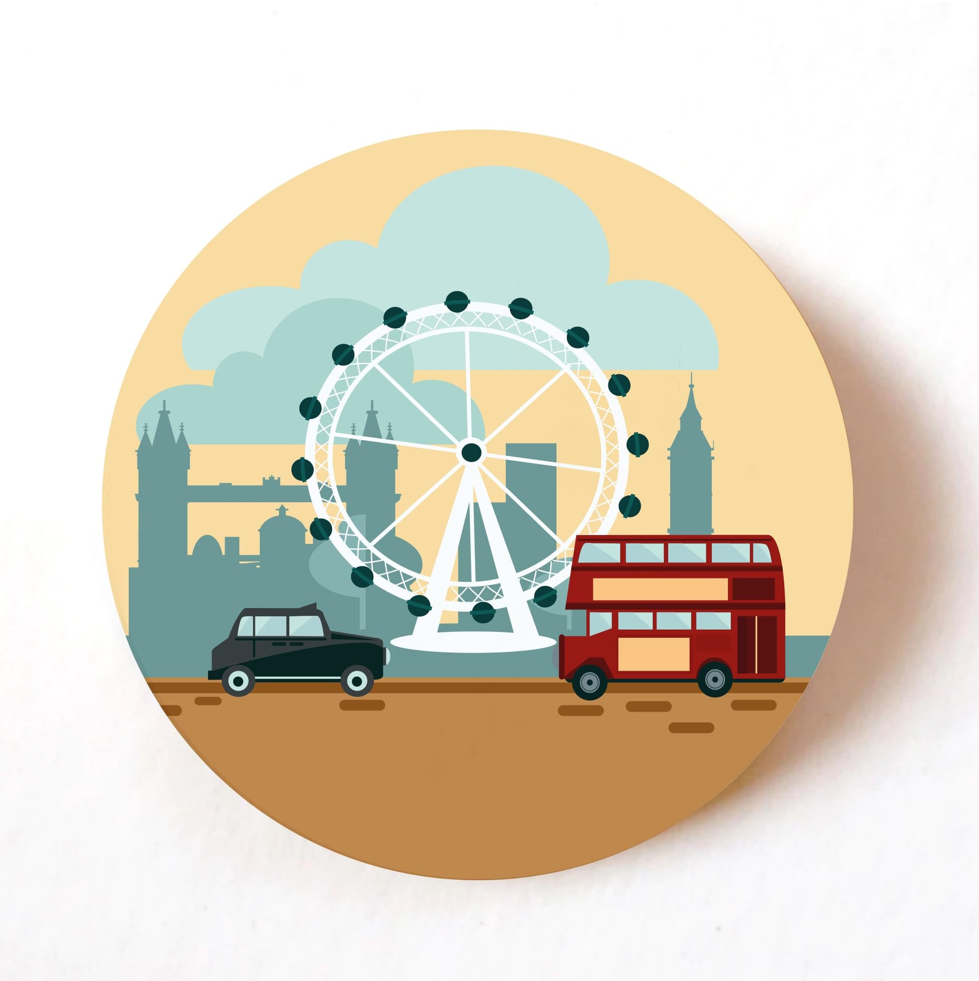 London Eye 40mm round self-adhesive paper labels