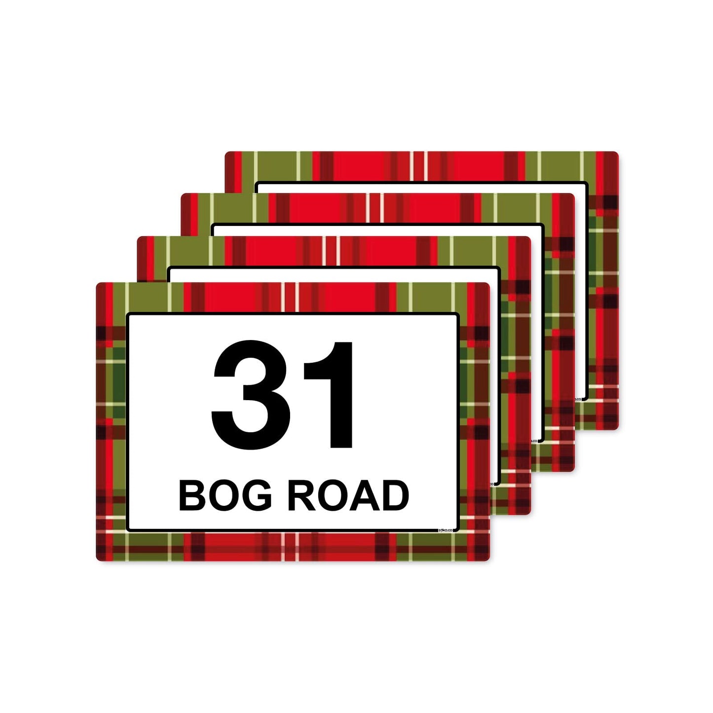 Tartan wheelie bin sticker details and application example