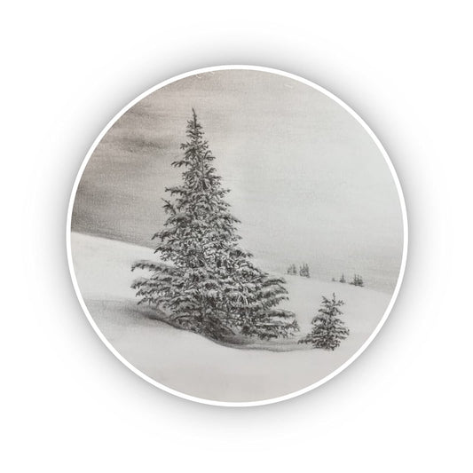 Pine Tree 40mm round self-adhesive paper labels