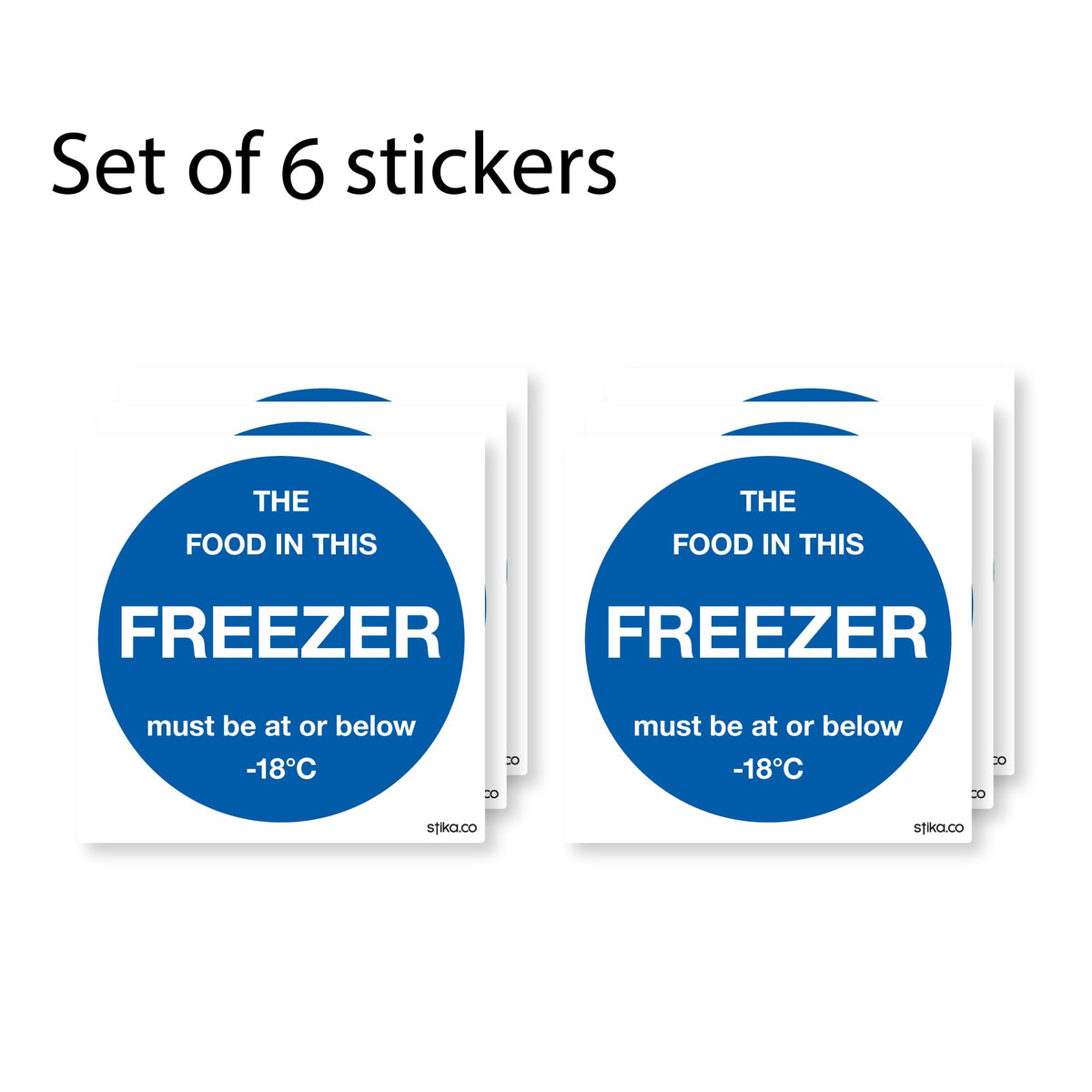 Freezer temperature safety sticker, 100 x 100mm