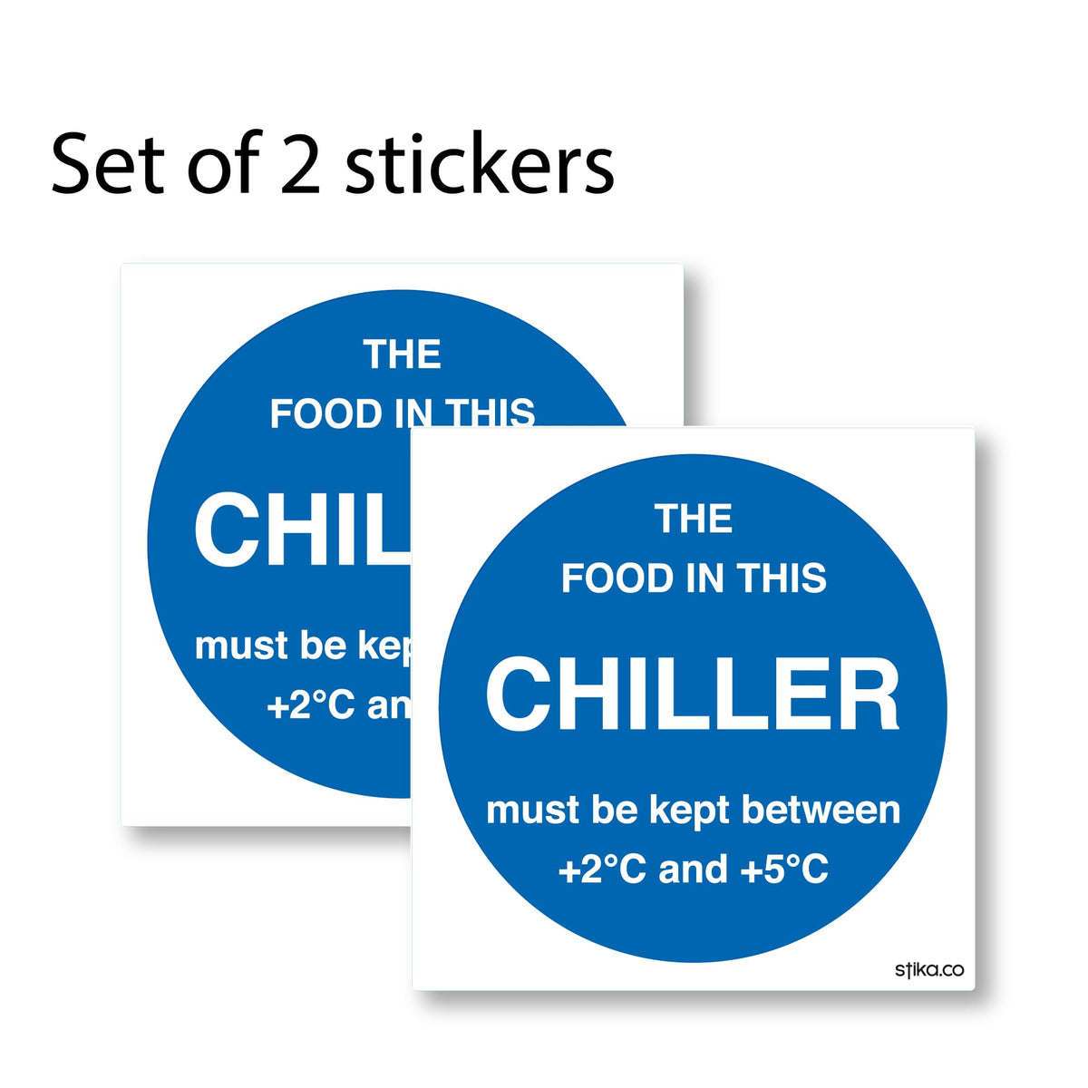 Chiller temperature safety sticker, 100 x 100mm