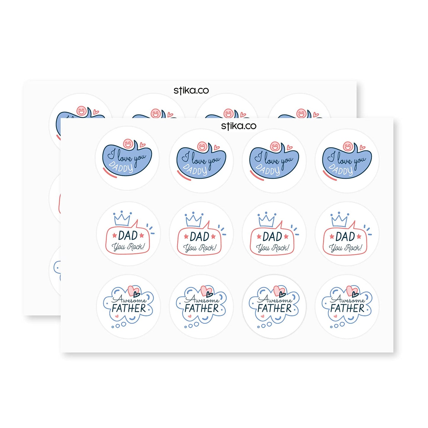 Love Dad paper stickers supplied on A5 sheets of 12 - view 3