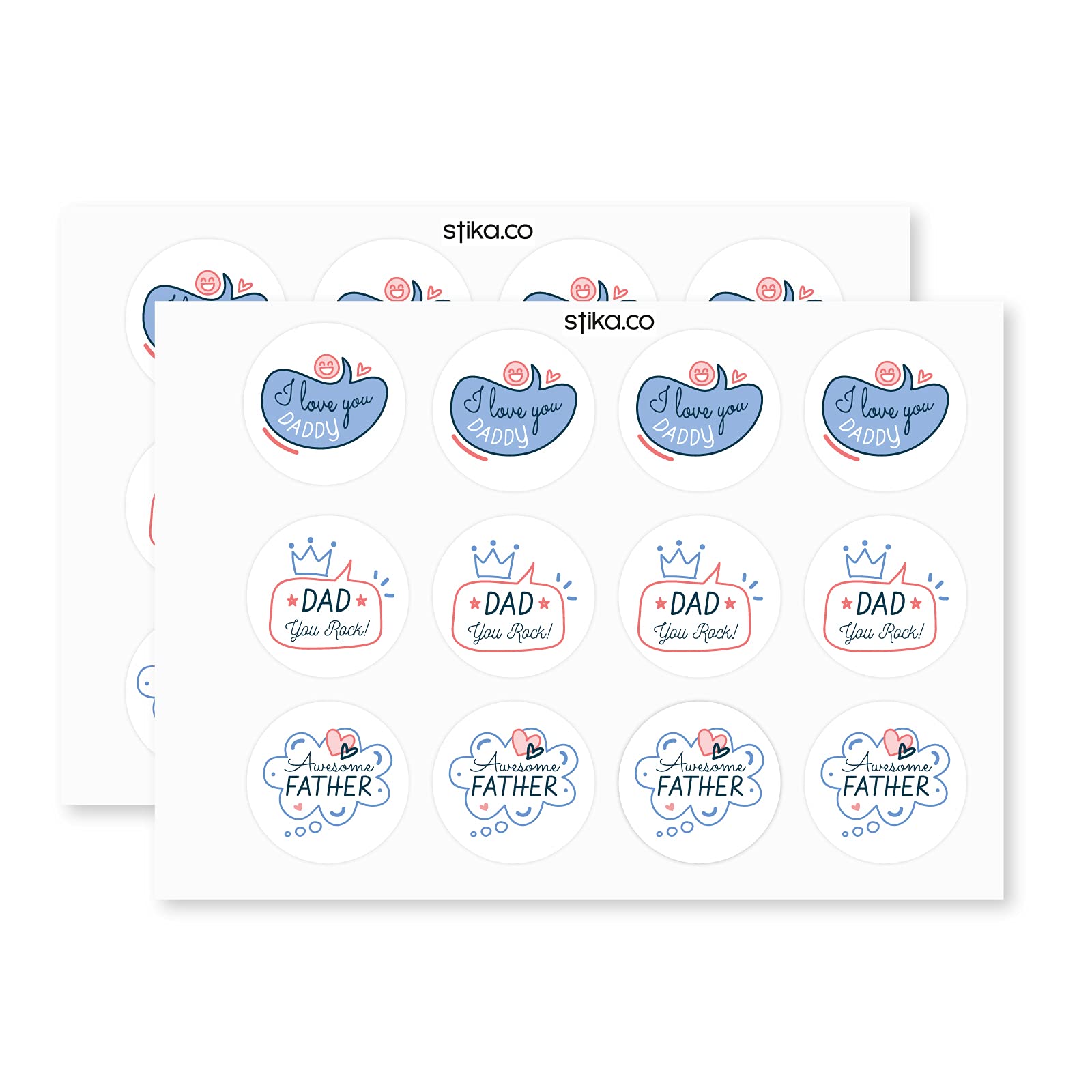 Love Dad paper stickers supplied on A5 sheets of 12 - view 3