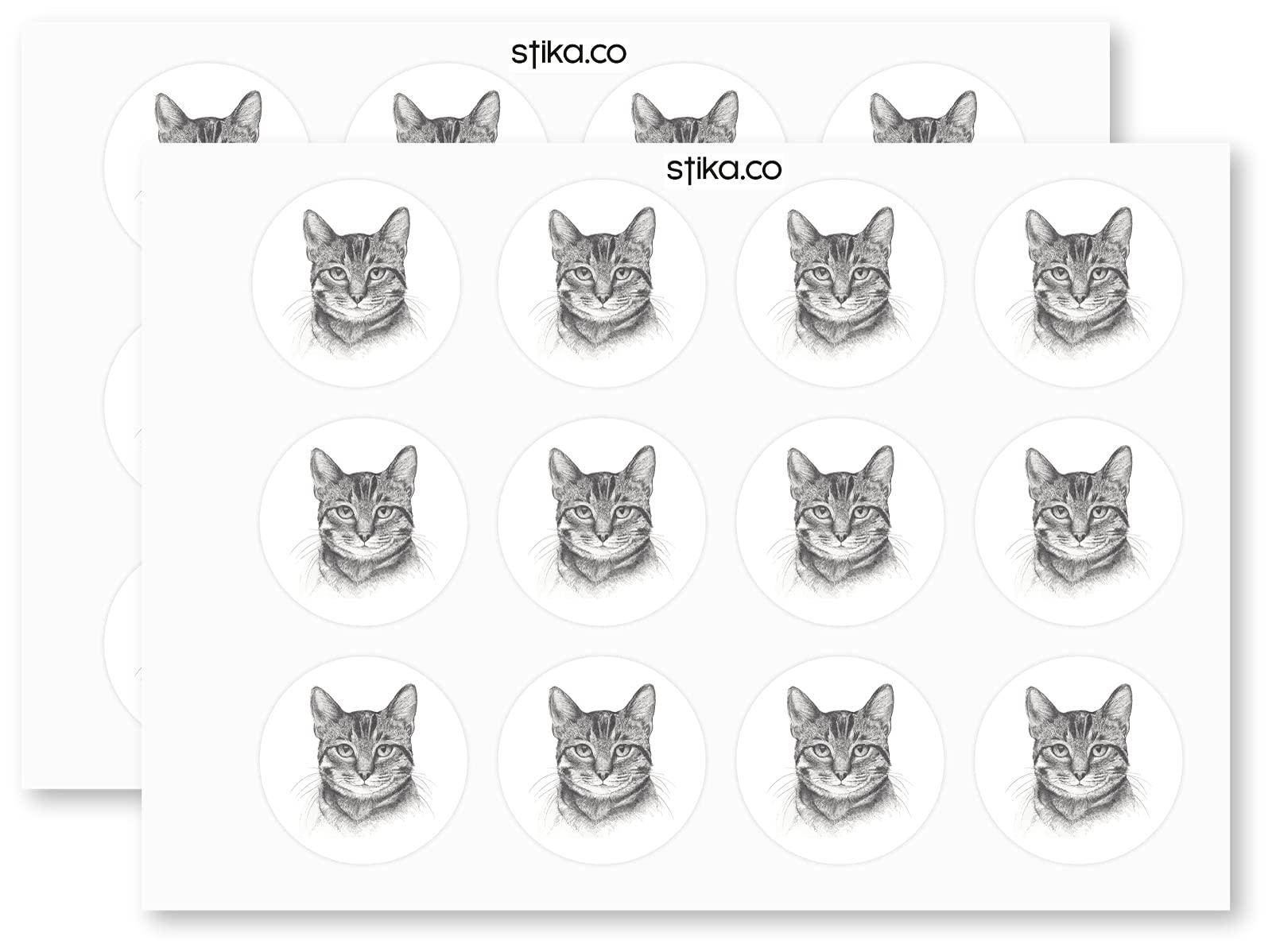 Sketched Cat paper stickers supplied on A5 sheets of 12 - view 3