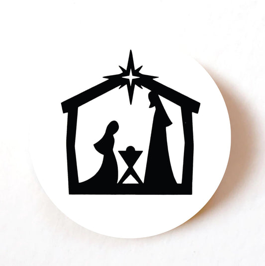 Christmas Nativity 40mm round self-adhesive paper labels