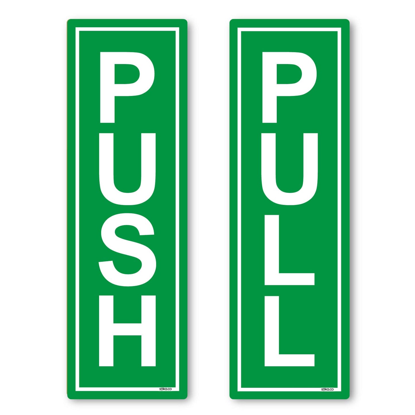 Green push and pull self-adhesive door signs