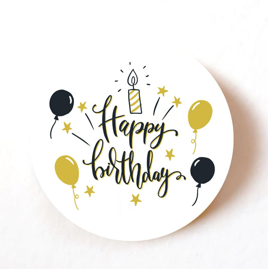 Happy Birthday 40mm round self-adhesive paper labels