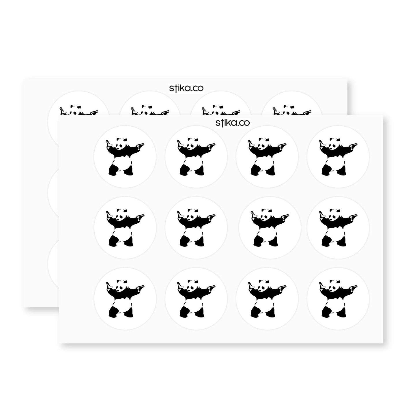 Banksy Panda paper stickers supplied on A5 sheets of 12 - view 3