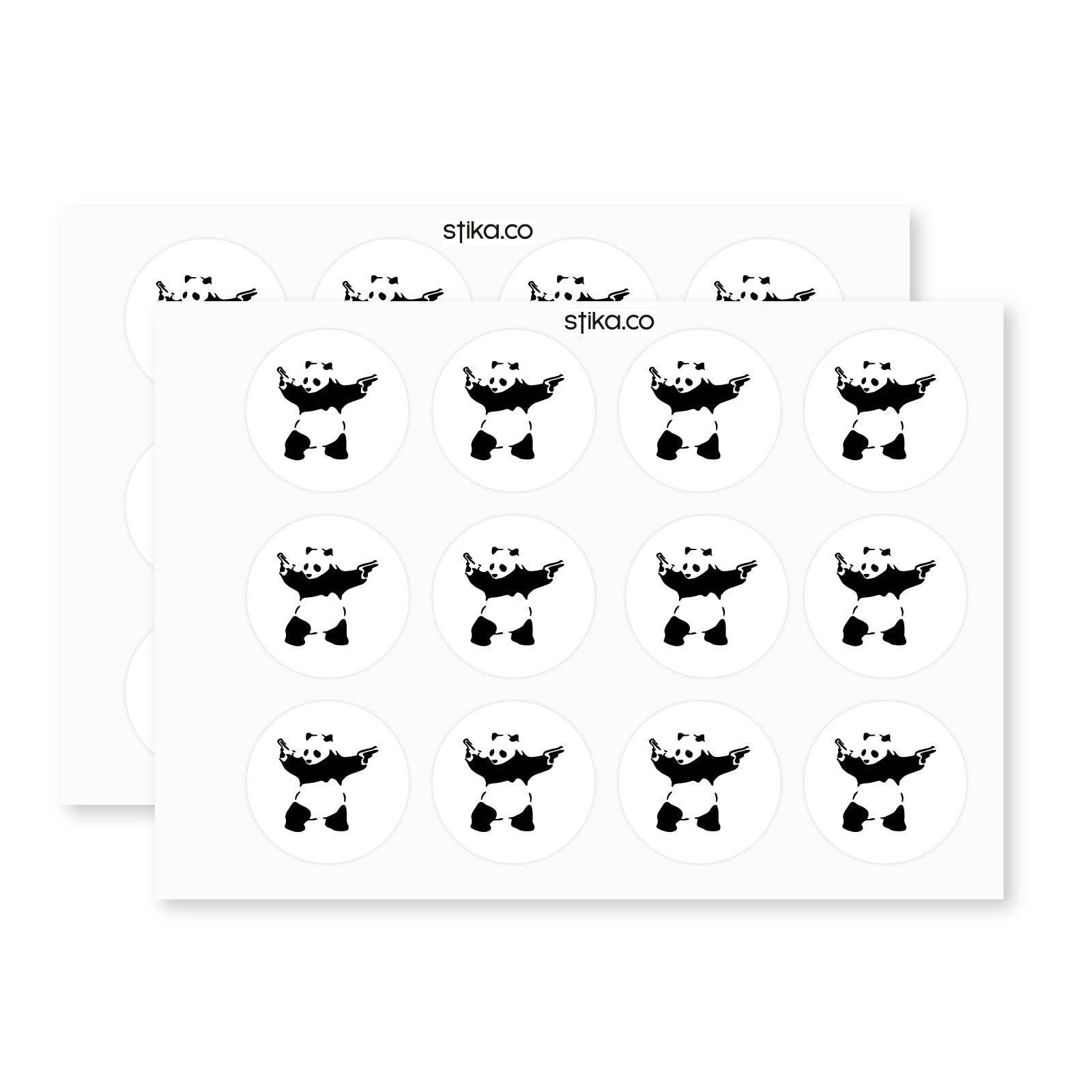 Banksy Panda paper stickers supplied on A5 sheets of 12 - view 3