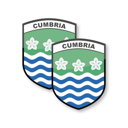 Set of 2 Cumbria county flag stickers for cars and windows