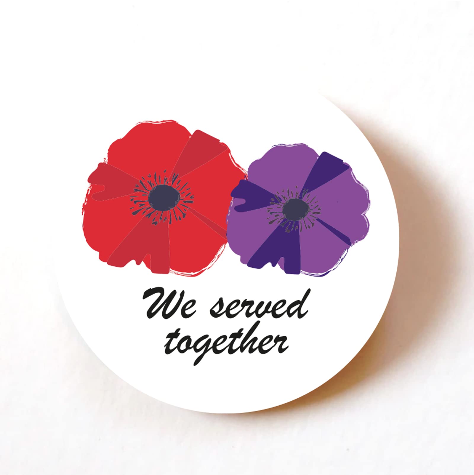 Red and Purple Poppy 40mm round self-adhesive paper labels