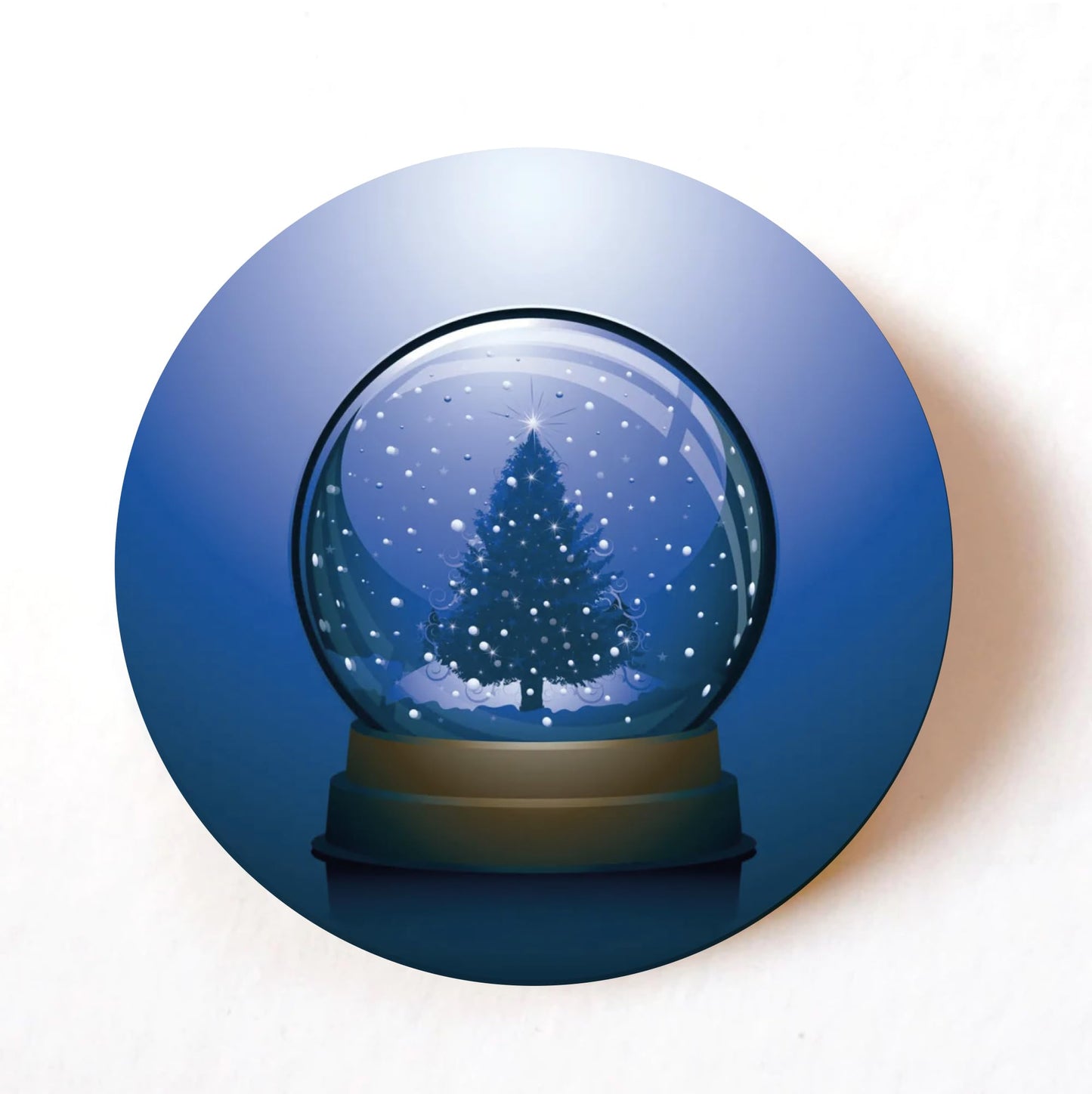 Christmas Snowglobe 40mm round self-adhesive paper labels