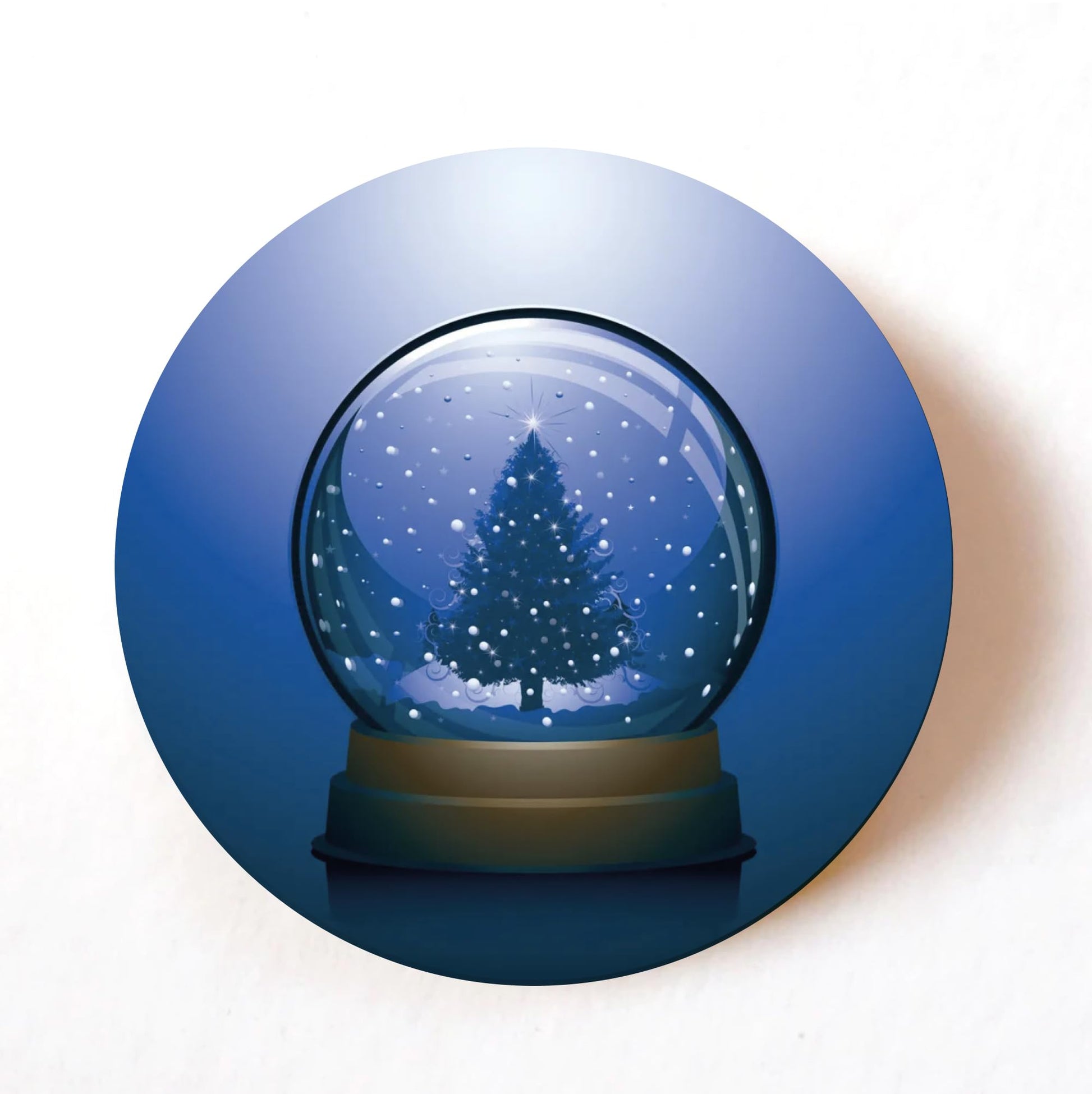 Christmas Snowglobe 40mm round self-adhesive paper labels