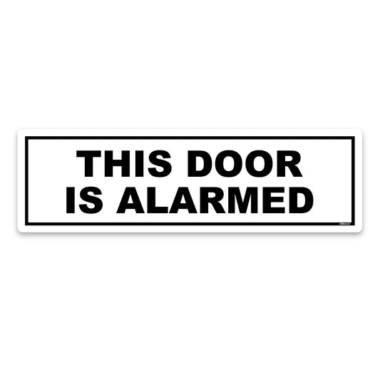 This Door Is Alarmed security sticker, 200 x 60mm, pack of 2