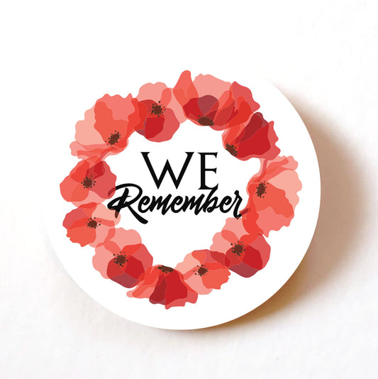 We Remember 40mm round self-adhesive paper labels