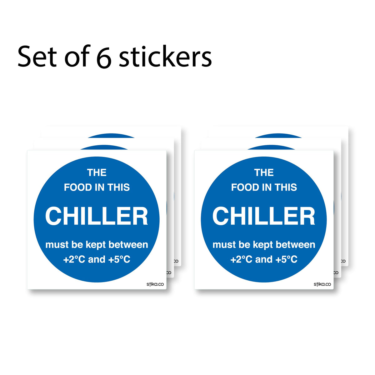 Chiller temperature safety sticker, 100 x 100mm