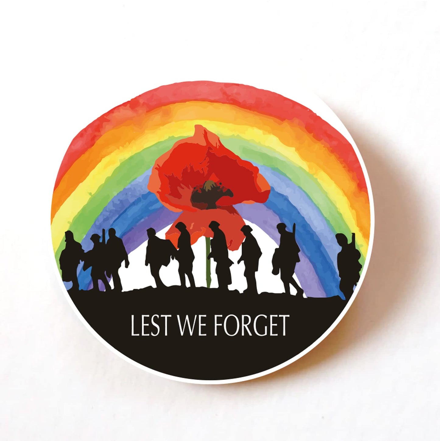 Lest We Forget Rainbow Soldiers 40mm round self-adhesive paper labels