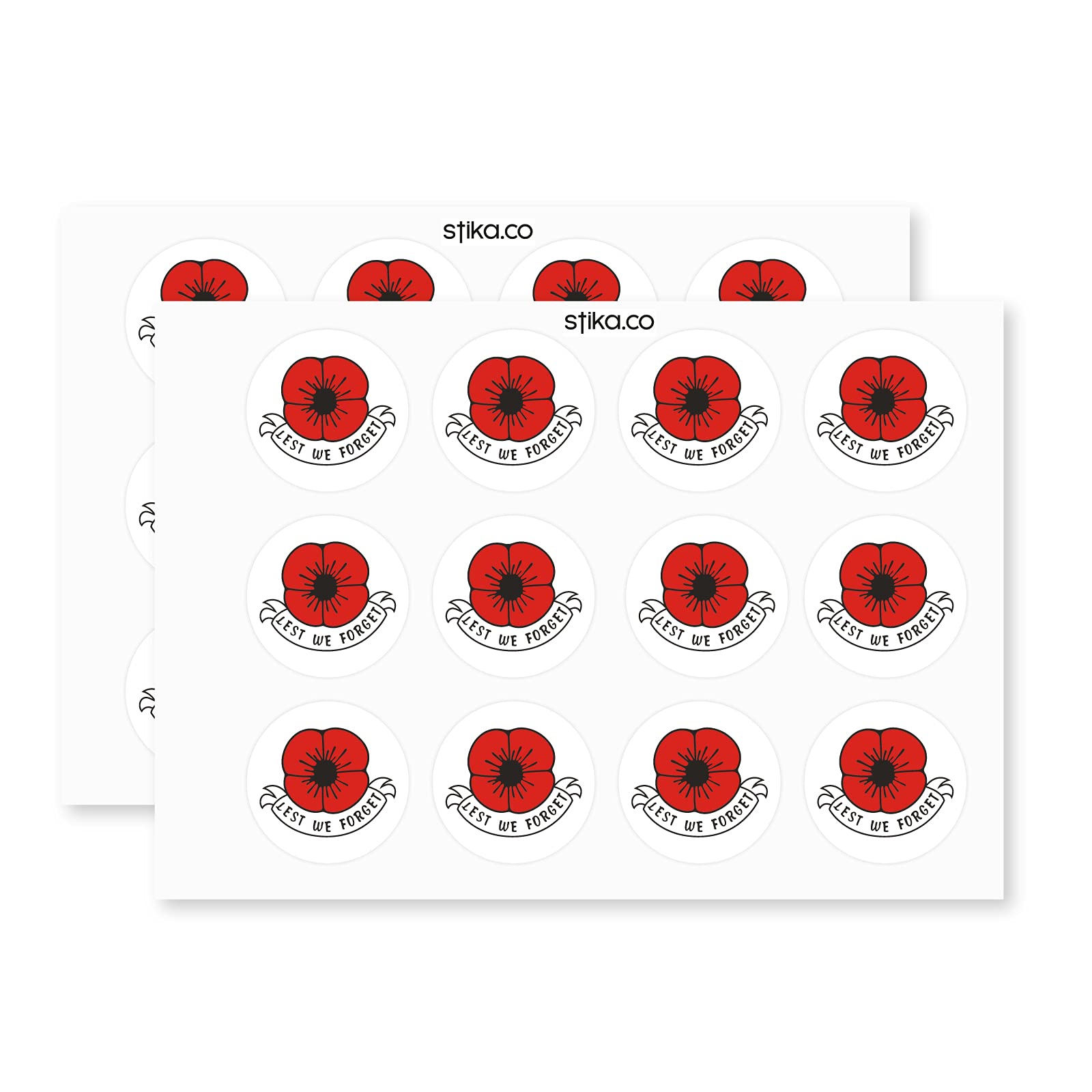 Lest We Forget Red Poppy paper stickers supplied on A5 sheets of 12 - view 6
