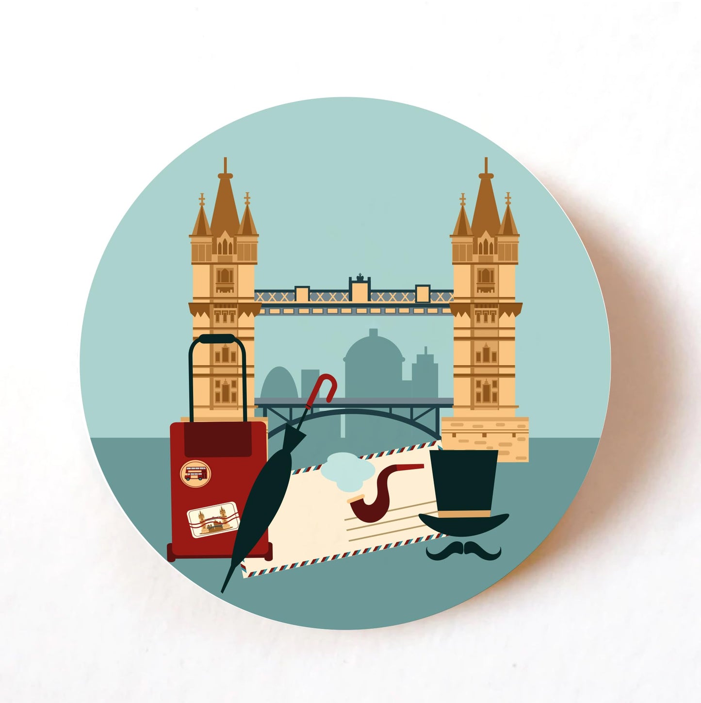 London Bridge 40mm round self-adhesive paper labels