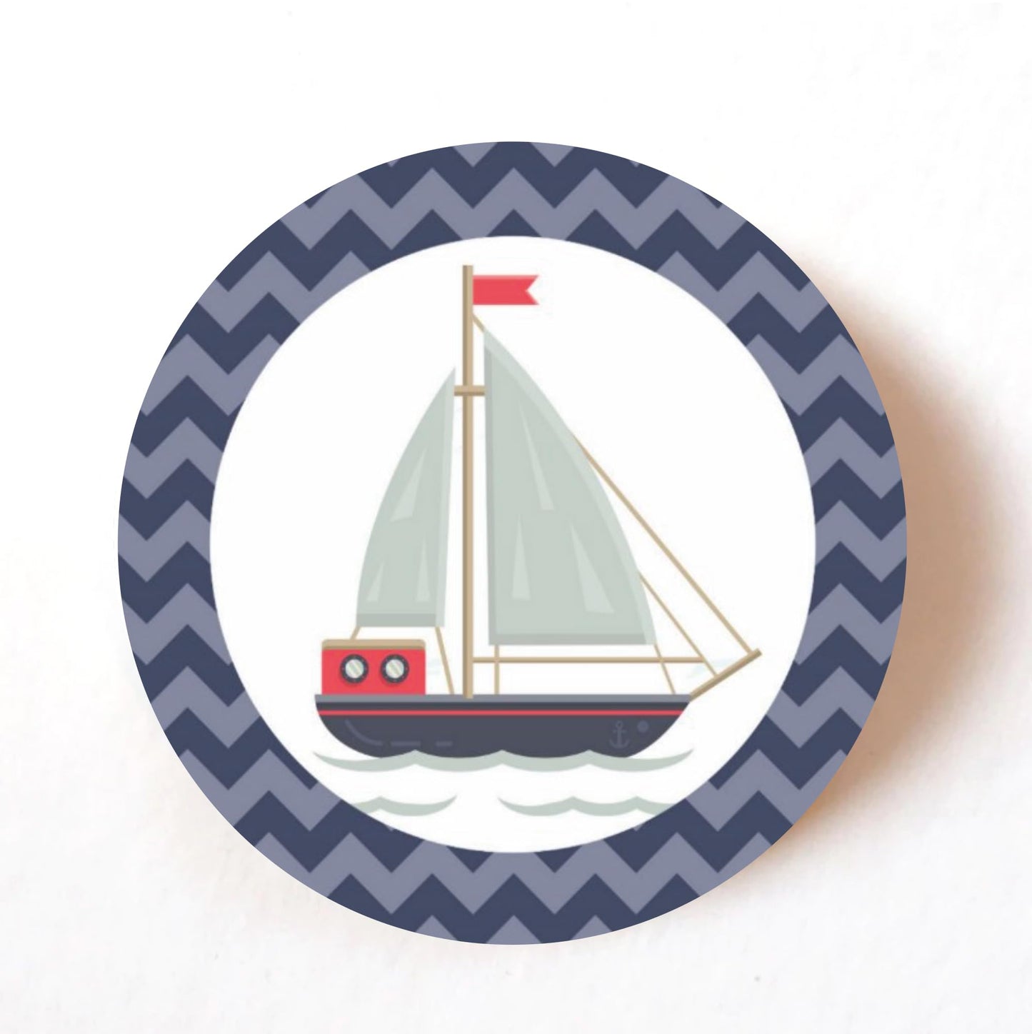Nautical Boat 40mm round self-adhesive paper labels
