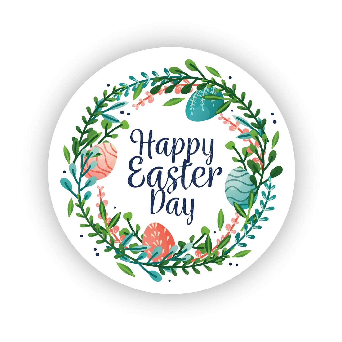 Happy Easter Wreath 40mm round self-adhesive paper labels