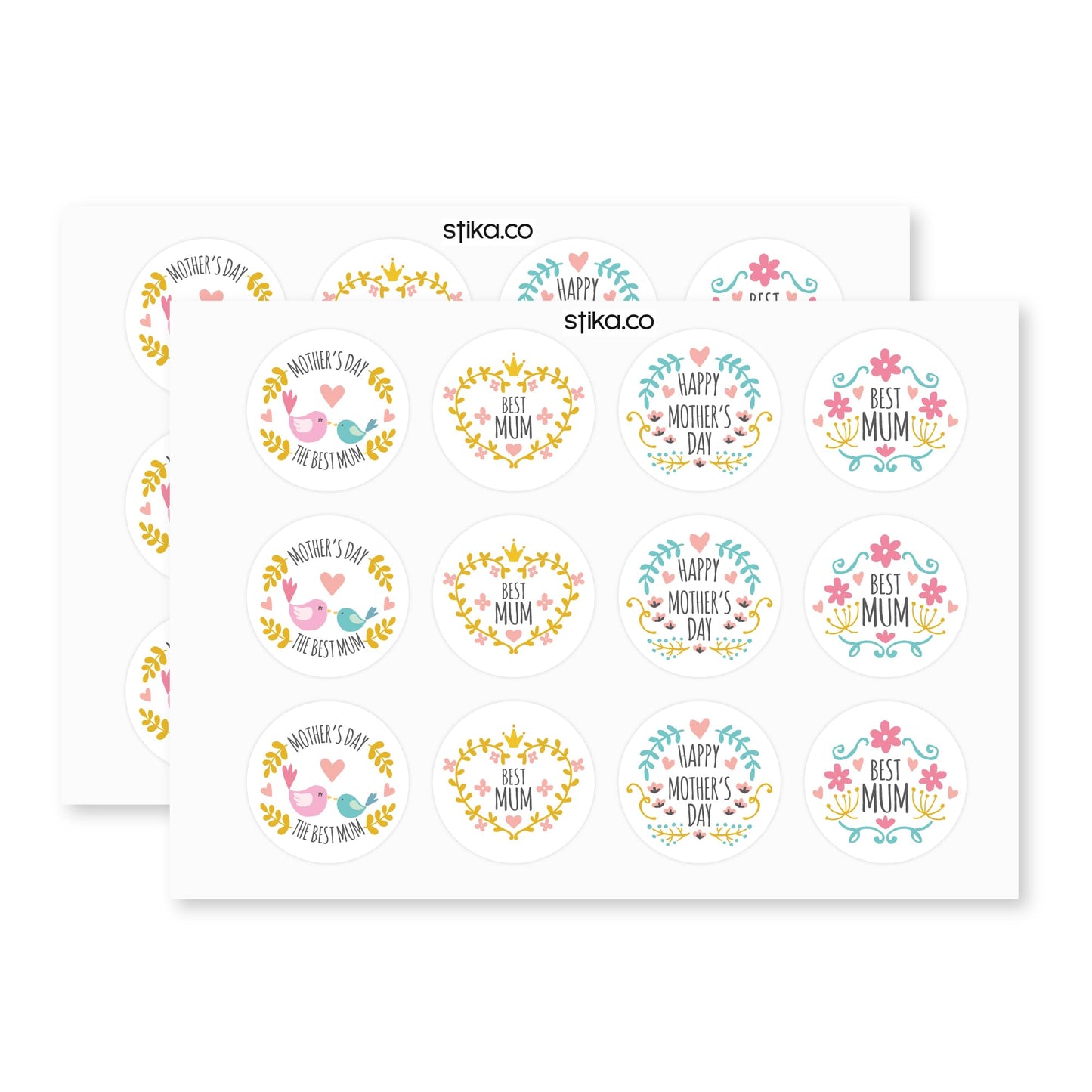 Mother's Day Gift and Card 40mm round self-adhesive paper labels