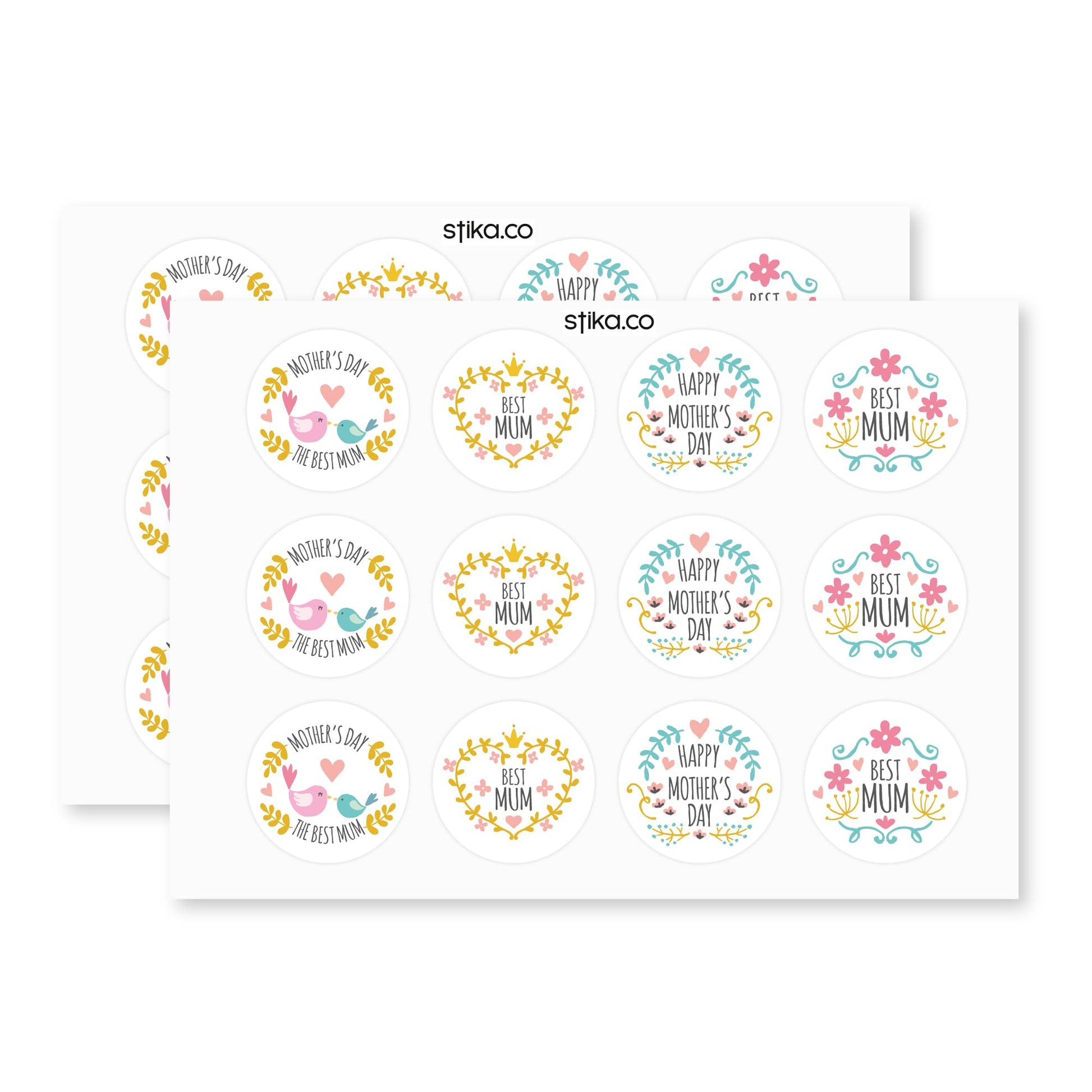 Mother's Day Gift and Card 40mm round self-adhesive paper labels