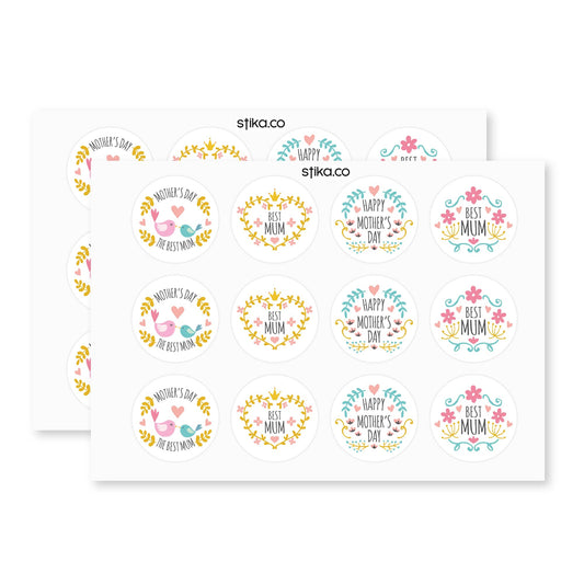 Mother's Day Gift and Card 40mm round self-adhesive paper labels