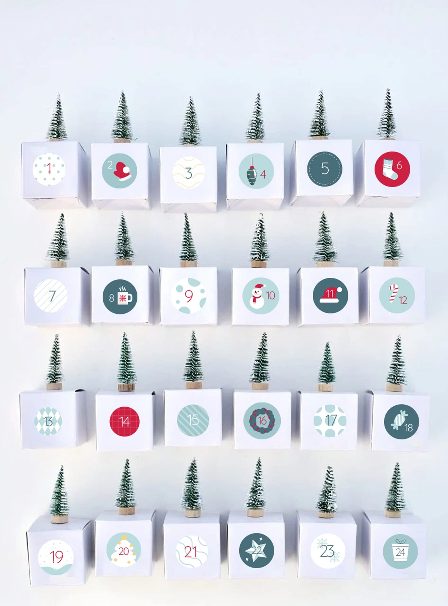 Mint Green Advent Calendar paper stickers supplied on A5 sheets of 12 - view 2