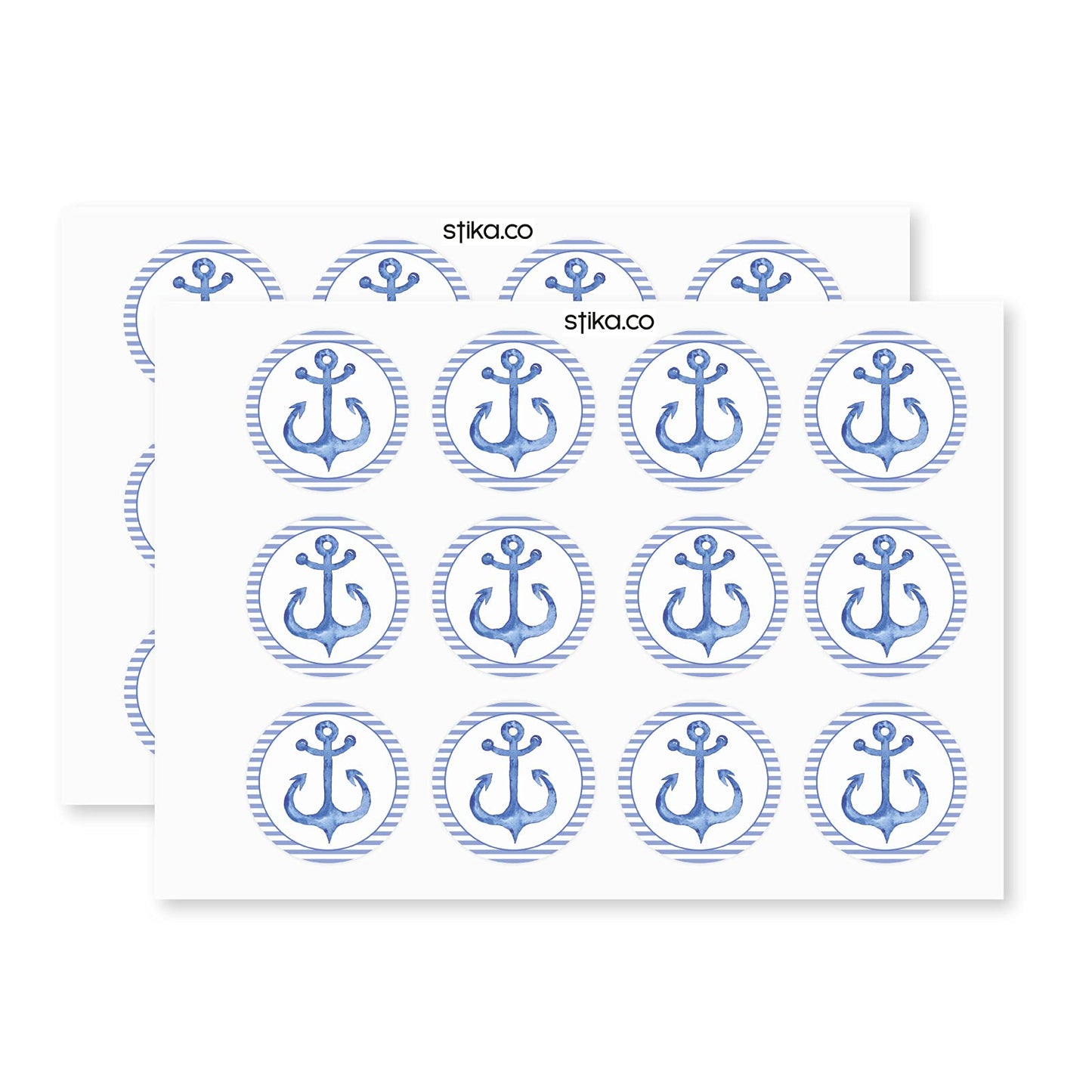 Nautical Blue Anchor paper stickers supplied on A5 sheets of 12 - view 3