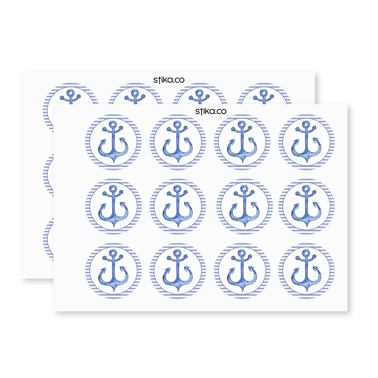 Nautical Blue Anchor paper stickers supplied on A5 sheets of 12 - view 3